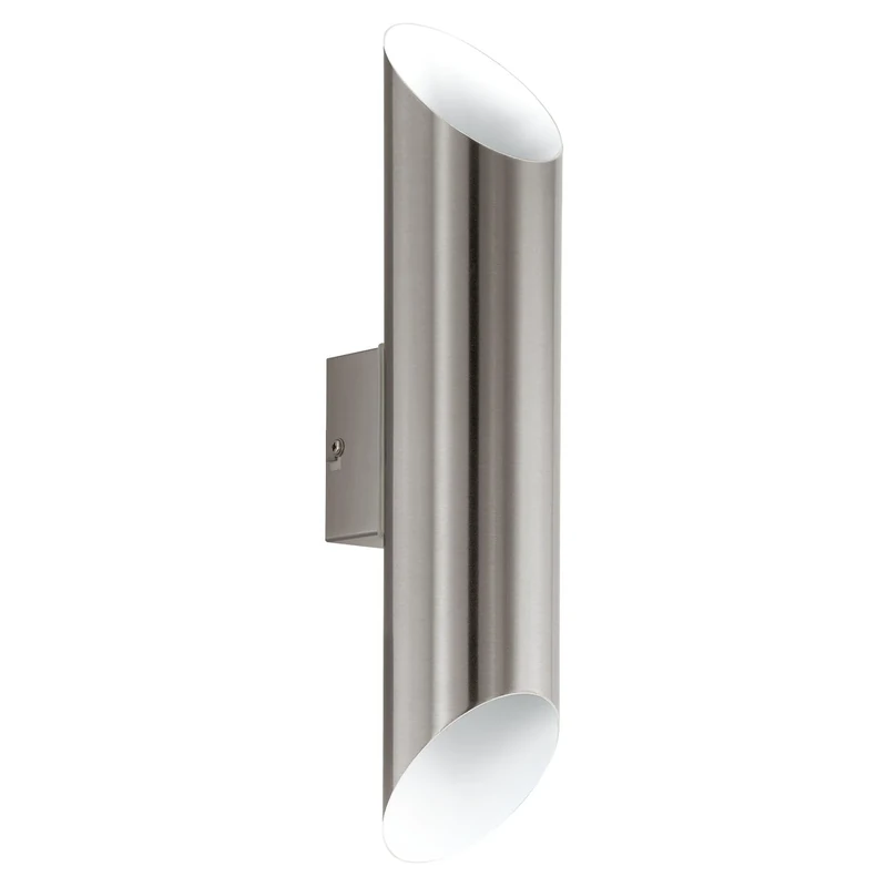 Eglo Agolada 2-Flame LED Outdoor Wall Lamp, Stainless Steel and White Colour Exterior Lighting, IP44