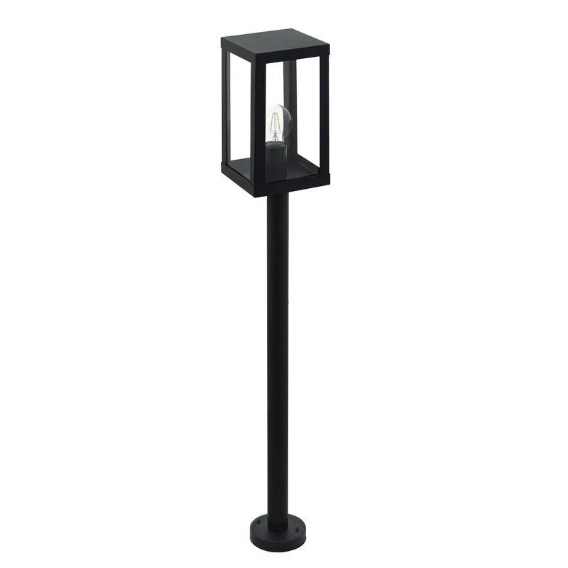 Eglo Alamonte 1 Outdoor Lamppost, Black Glavanized Steel and Clear Glass Driveway Light, Electric Garden Lighting, E27 Socket, IP44