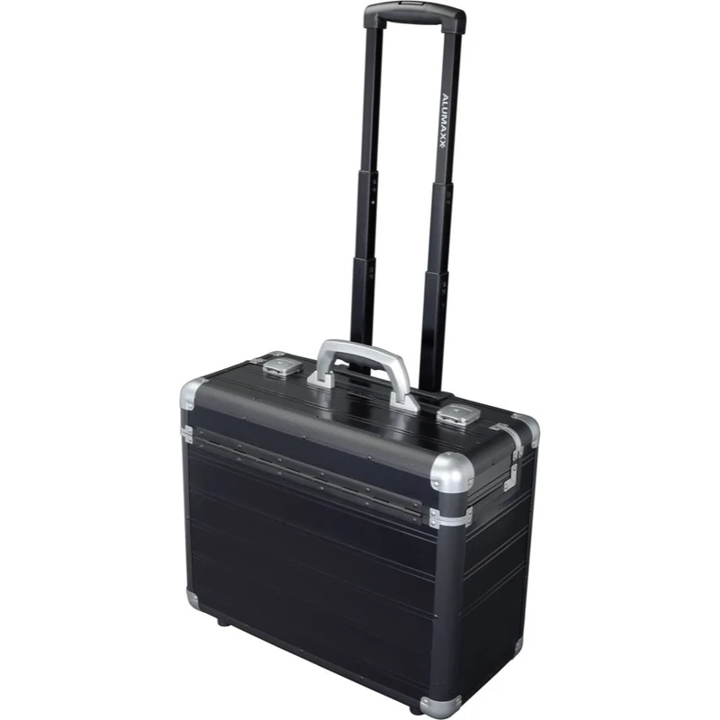 Alumaxx Pilotenkoffer Discovery, Trolley aus Aluminium, Rollkoffer Schwarz, Businesstrolley, Aktenkoffer Pilot Case, 48 cm, 34 liters, Black (Schwarz)