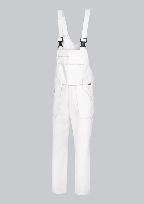 BP 1681-558-21 Unisex Work Bib & Brace, With Elasticated Adjustable Waist, 245,00 G/M², Fabric Blend, White, Size 4Xln