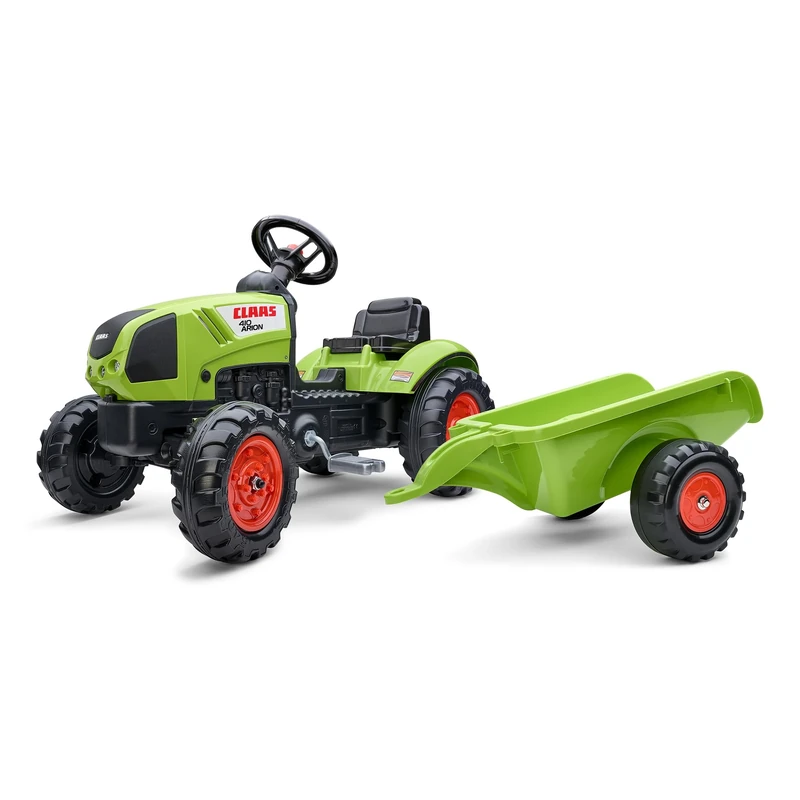 Falk - Claas pedal tractor with trailer - From 2 years old - Made in France - Directional steering wheel with horn - 2040A
