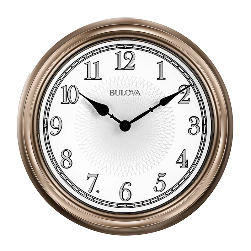 Bulova C4826 Light Time Wall Clock, Metal, Champagne-Coloured