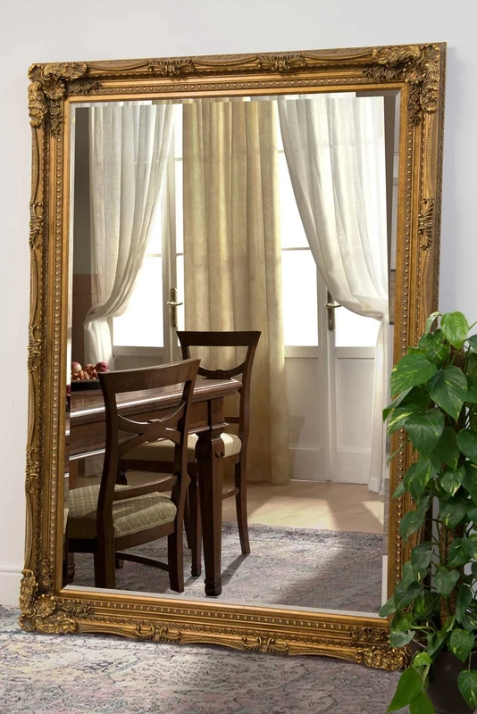 Large Gold Antique Shabby Chic Ornate Wall Mirror 5Ft1 X 7Ft1, 154cm X 215cm