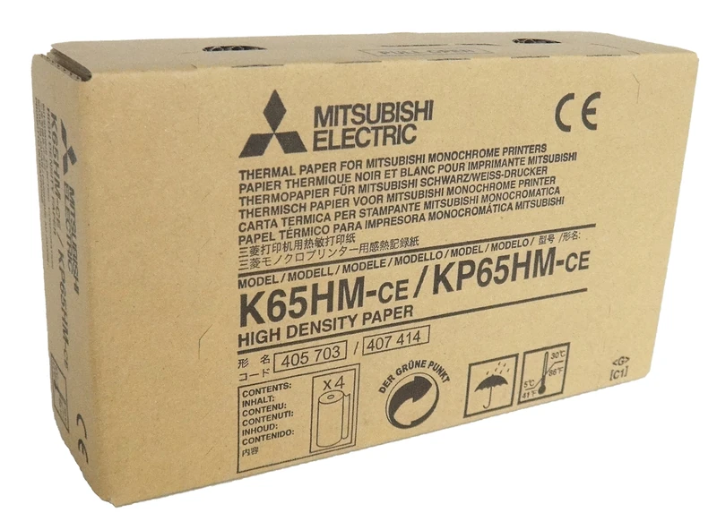 MITSUBISHI K65HM-CE/ KP65HM-CE high density videographic thermal paper rolls for medical printers - A6 (110mm x 20m)