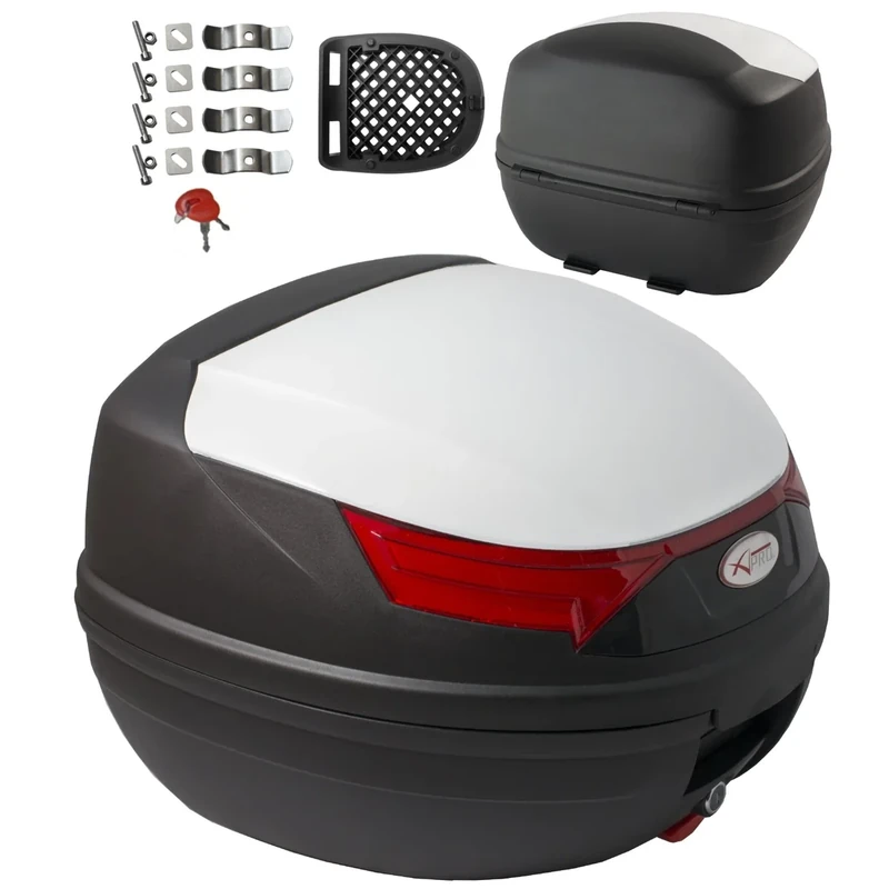 A-pro top case box 46 LT, Universal motorbike scooter, luggage quad, white