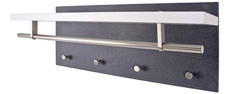 HAKU Möbel Wardrobe Stainless Steel Look, Granite Finish, White, Mdf, Metal - Size: W 75 cm X H 30 cm X D 26 cm, Style: Modern