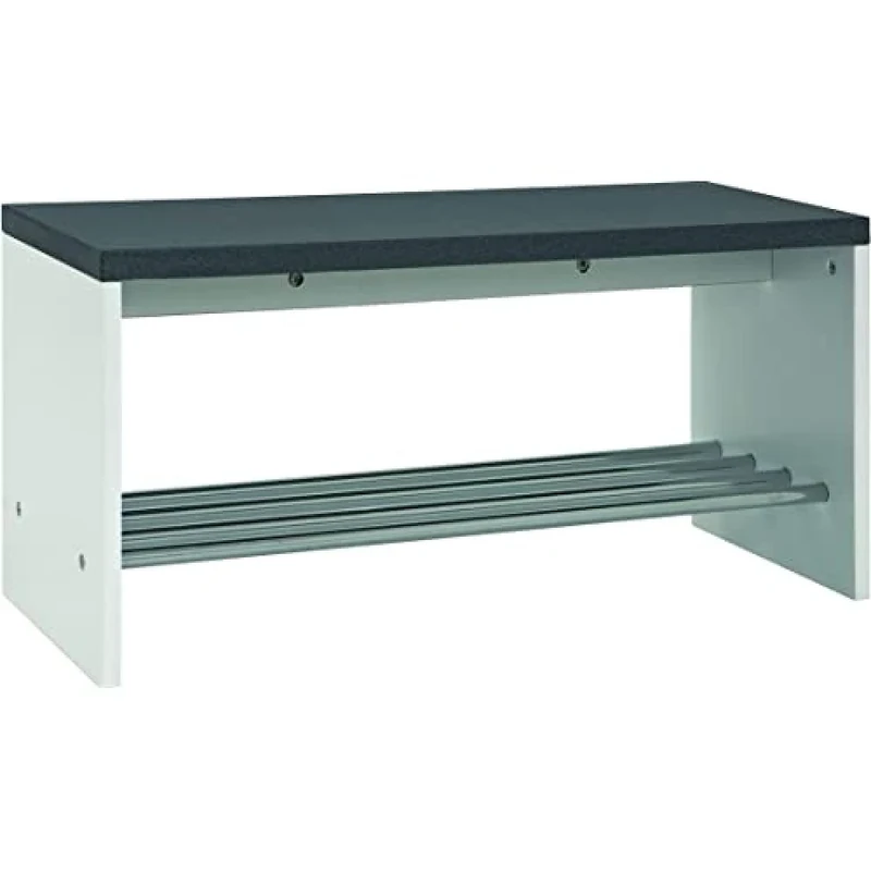 HAKU Möbel Shoe-Bench Chrome, Granite Finish, Mdf, Metal - Size: W 81 cm X H 40 cm X D 30 cm, Style: Modern