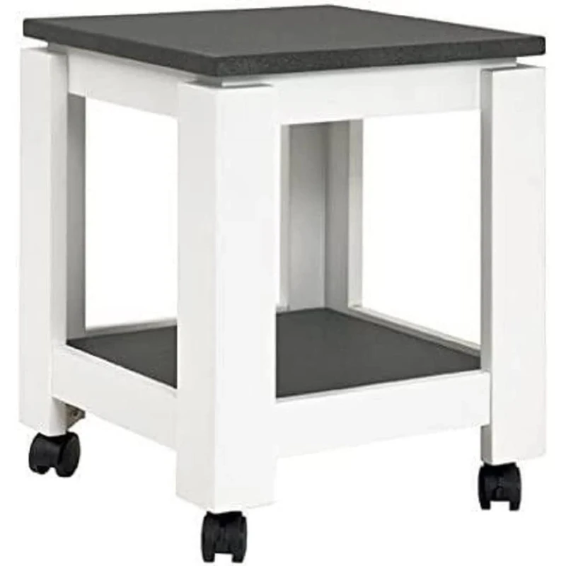 HAKU Möbel Trolley Granite Finish, White, Mdf - Size: W 35 cm X H 45 cm X D 35 cm, Style: Modern