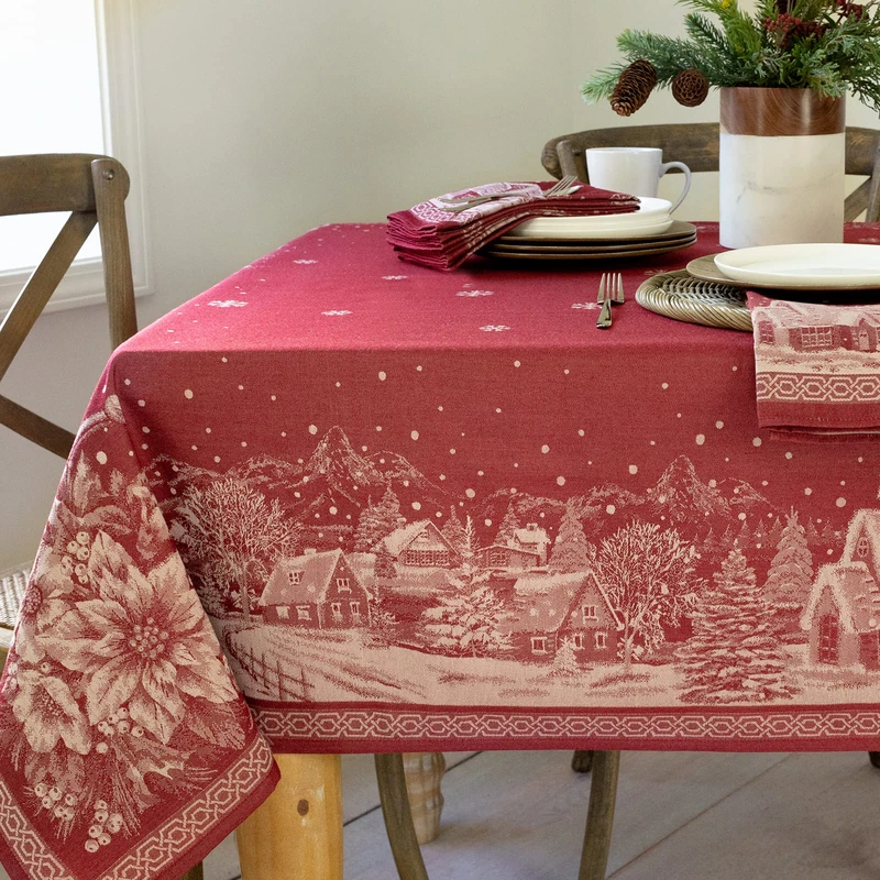 Benson Mills Engineered Jacquard Heavyweight Fabric Tablecloth for Christmas and Holiday (Christmas Story, 60" x 84" Rectangular)