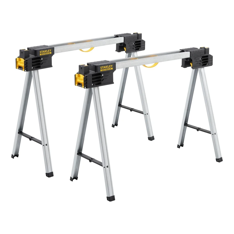 STANLEY FATMAX Folding Metal Sawhorse (Pair) - Portable and Durable Workbench Solution with Metal Legs, 900kg Load Capacity, FMST1-75672
