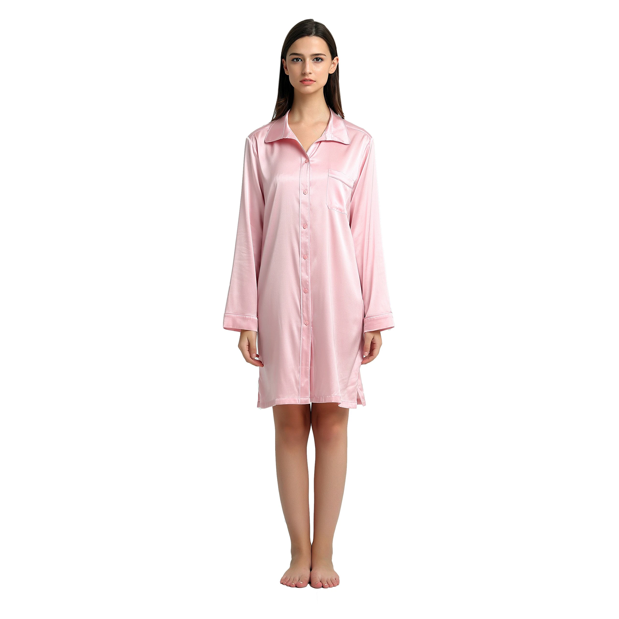 Jasmine Silk Pure Silk Nightshirt Night Wear Pajamas Pink (Medium)