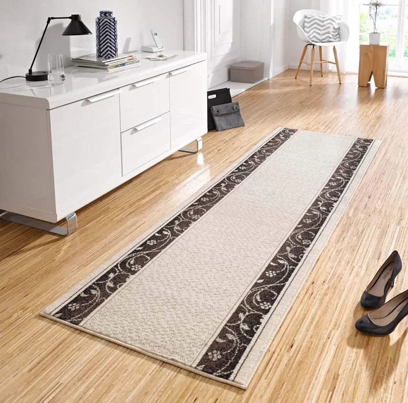 Hanse Home Plant Rug Runner, 80 x 250 cm, Soft Short Pile Rug, Retro Vintage Design Runner for Hallway, Bedroom, Children's Room, Bathroom, Living Room, Kitchen, Decorative Runner, Cream