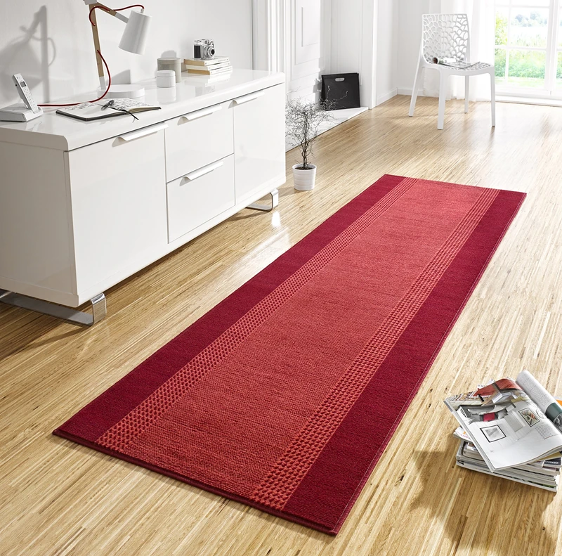 Hanse Home Rug Runner Band 80 x 350 cm - Carpet Runner Soft Short Pile Rug Modern Design Runner for Hallway, Bedroom, Children's Room, Bathroom, Living Room, Kitchen Decor Runner - Red