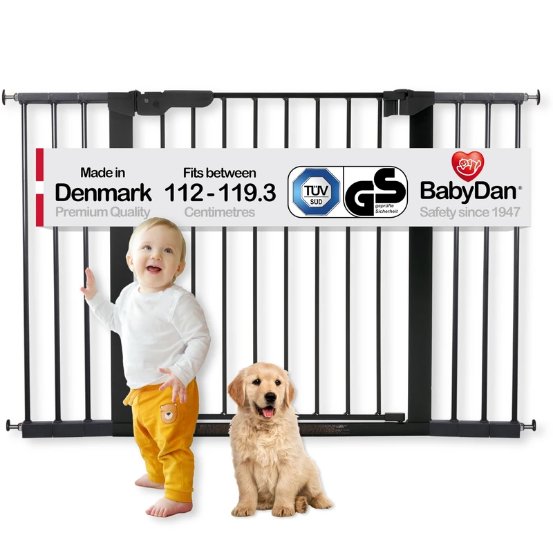 Baby Dan 60116-2696-02-88, 1 Pressure Fixing Gate Barrier, for Doors or Stairs 73.2 x 71.8 x 5 cm, Black