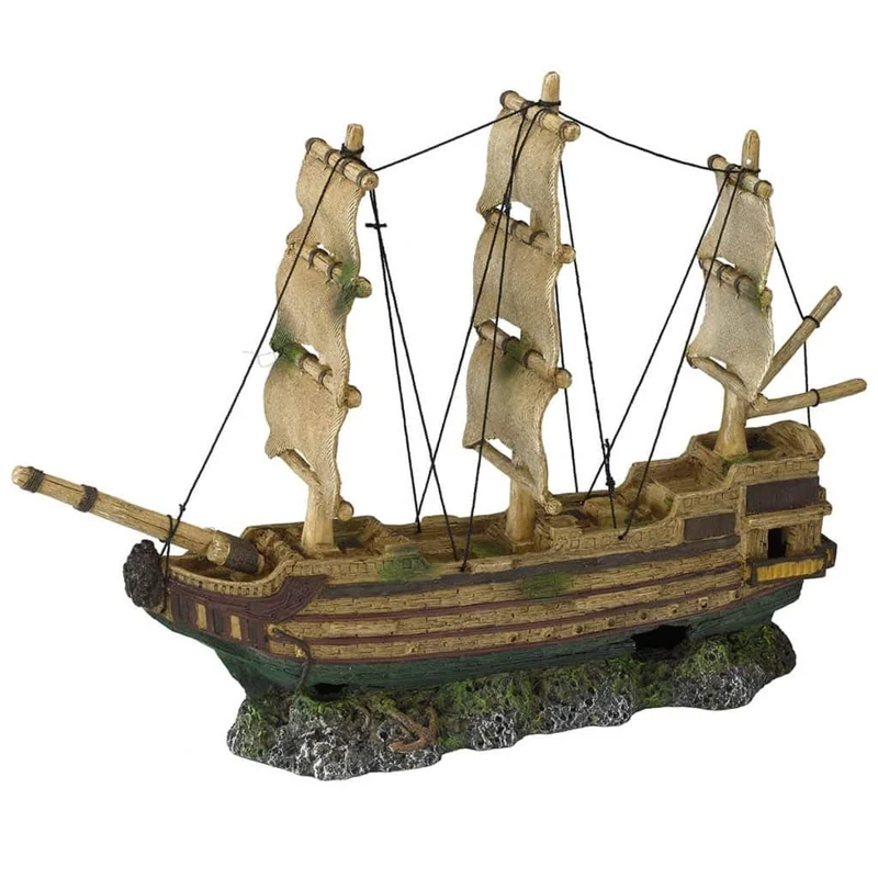 Aqua Della Ghost Ship Aquarium Decoration, 2-Inch, 50 x 12.5 x 37 cm - Image 1