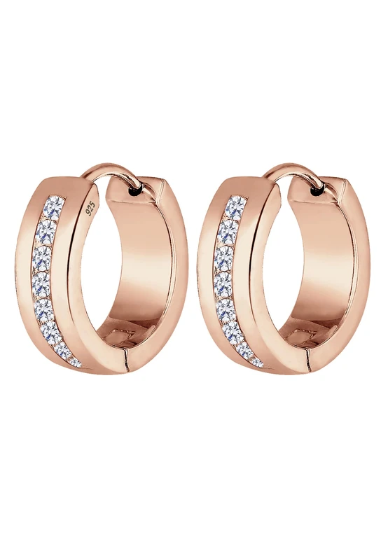 Elli Women's 925 Sterling Silver Xilion Cut Rose Gold Plated Zircon Earrings