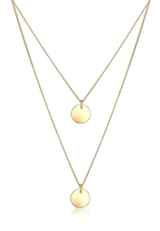 Elli Necklace Layer-Look with Geo Minimal Platelet Pendants in 925 Sterling Silver Gold Plated
