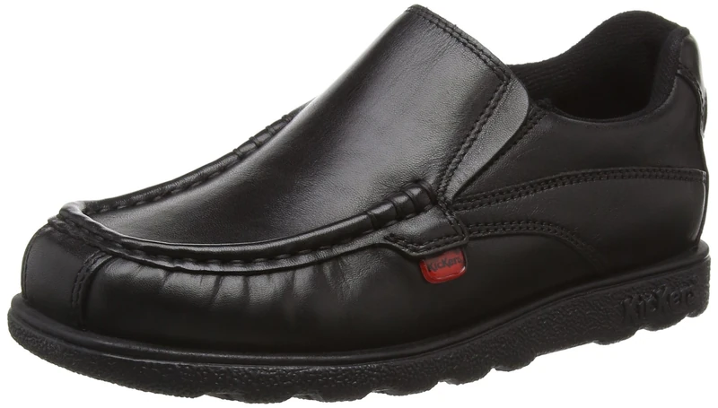 Kickers Men's Fragma15 Slip on Leather School Shoes, Black, 5 UK