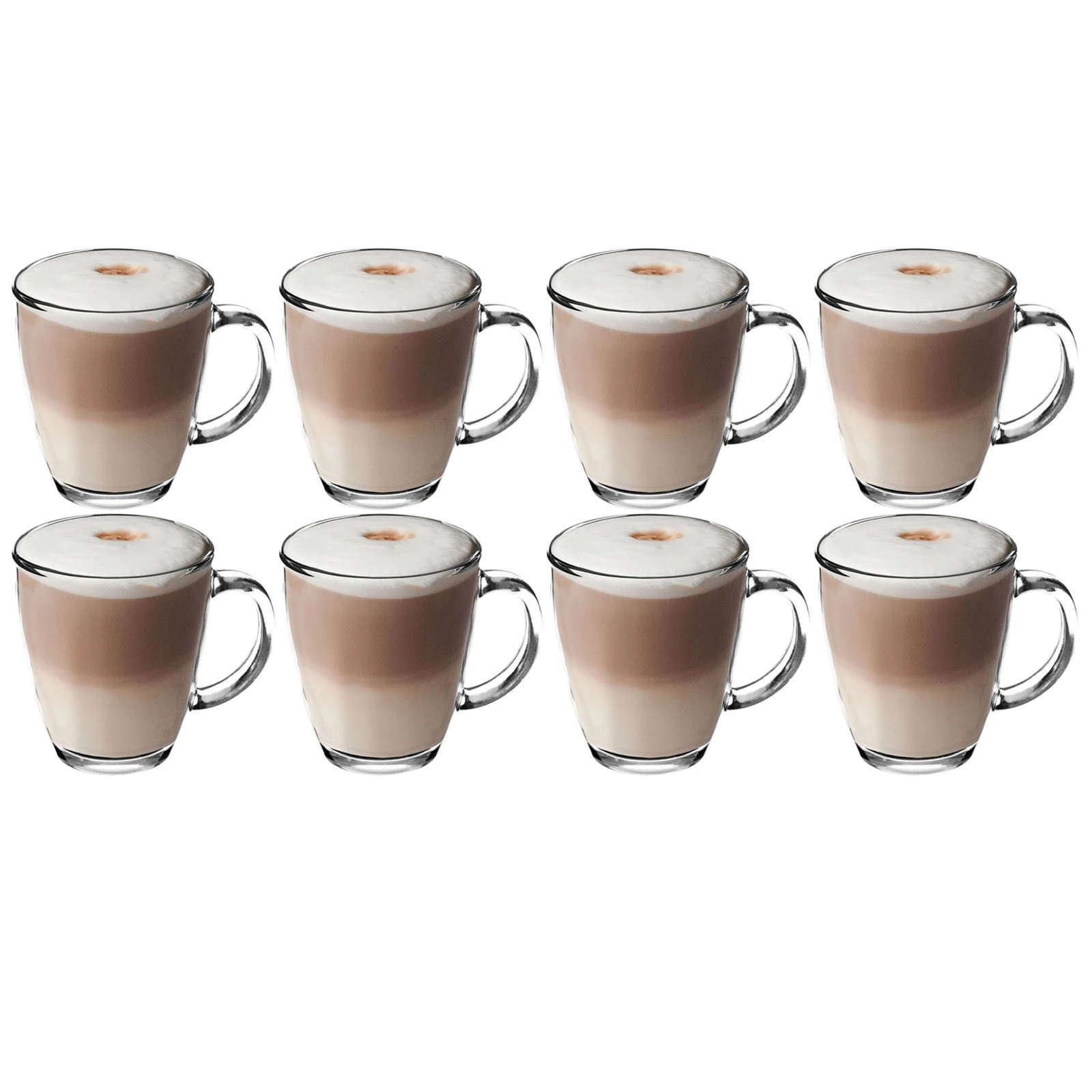 Get Goods Set of 8 350ml Latte Glasses - Thick Toughened Glass Mugs