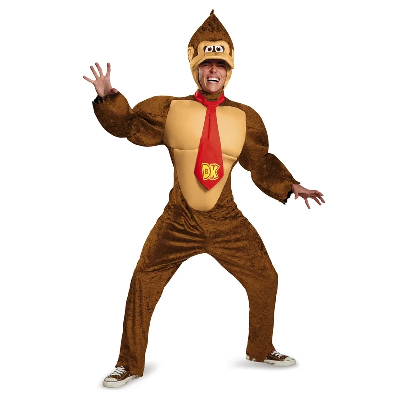 Disguise Donkey Kong Costume for Adults, Official Nintendo Licensed Product, Padded Torso, Includes Red Donkey Kong Tie and Donkey Kong Mask, 50-52" +