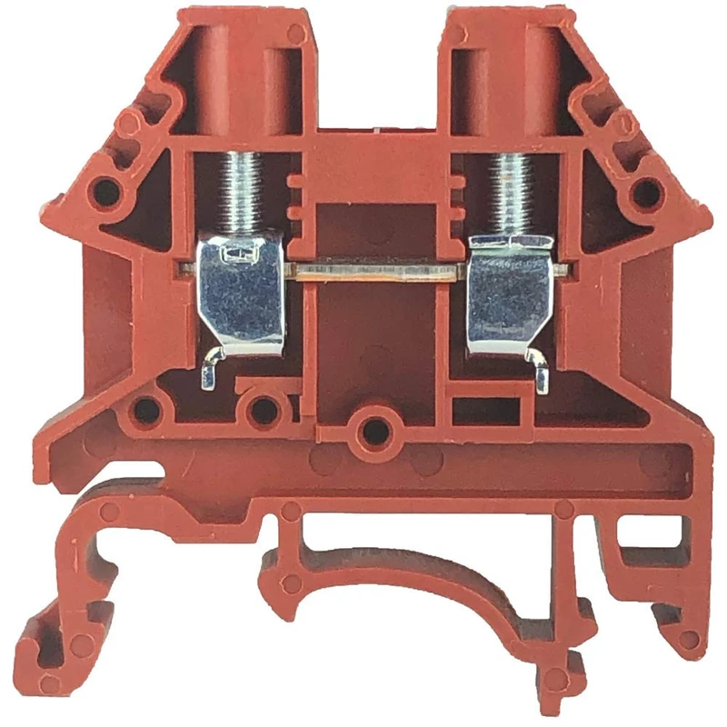 Dinkle DK4N-RD DIN Rail Terminal Block, Screw Type UL 600V 30A 10-22AWG, Red (Pack of 100)