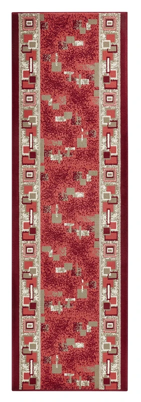 Hanse Home Rug Runner Cube 80 x 400 cm - Carpet Runner Soft Short Pile Rug Retro Vintage Design Runner for Hallway, Bedroom, Children's Room, Bathroom, Living Room, Kitchen Decorative Runner - Red