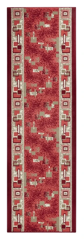 HANSE Home Cube Rug Runner 80 x 500 cm - Carpet Runner Soft Short Pile Rug Retro Vintage Design Runner for Hallway, Bedroom, Children's Room, Bathroom, Living Room, Kitchen Decorative Runner - Red