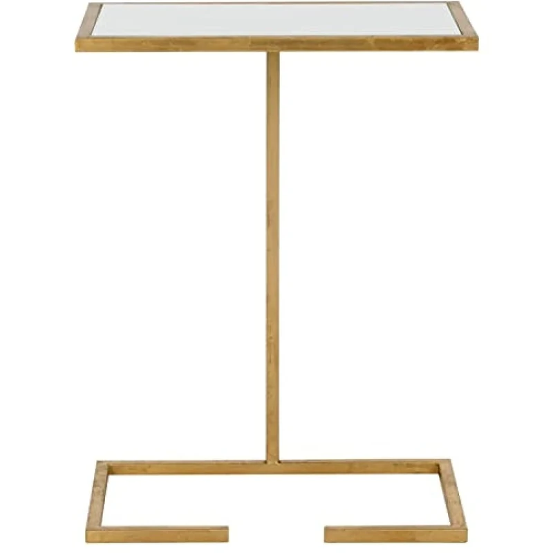 SAFAVIEH Glam Accent Table with Iron Legs, in Gold and White, 26 X 41 X 53.34
