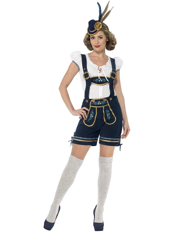 Smiffys Deluxe Traditional Bavarian Costume, Blue with Lederhosen & Top, Oktoberfest Fancy Dress, Adult Dress Up Costumes, World Book Day