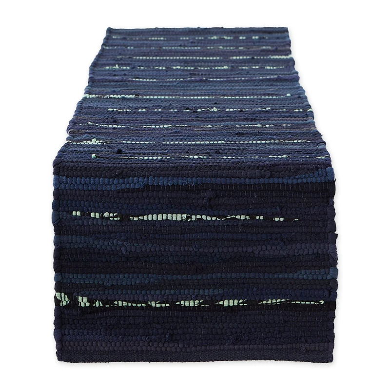 DII Everyday Machine Washable Chindi Rag Table Runner, 14 X 72, Nautical Blue