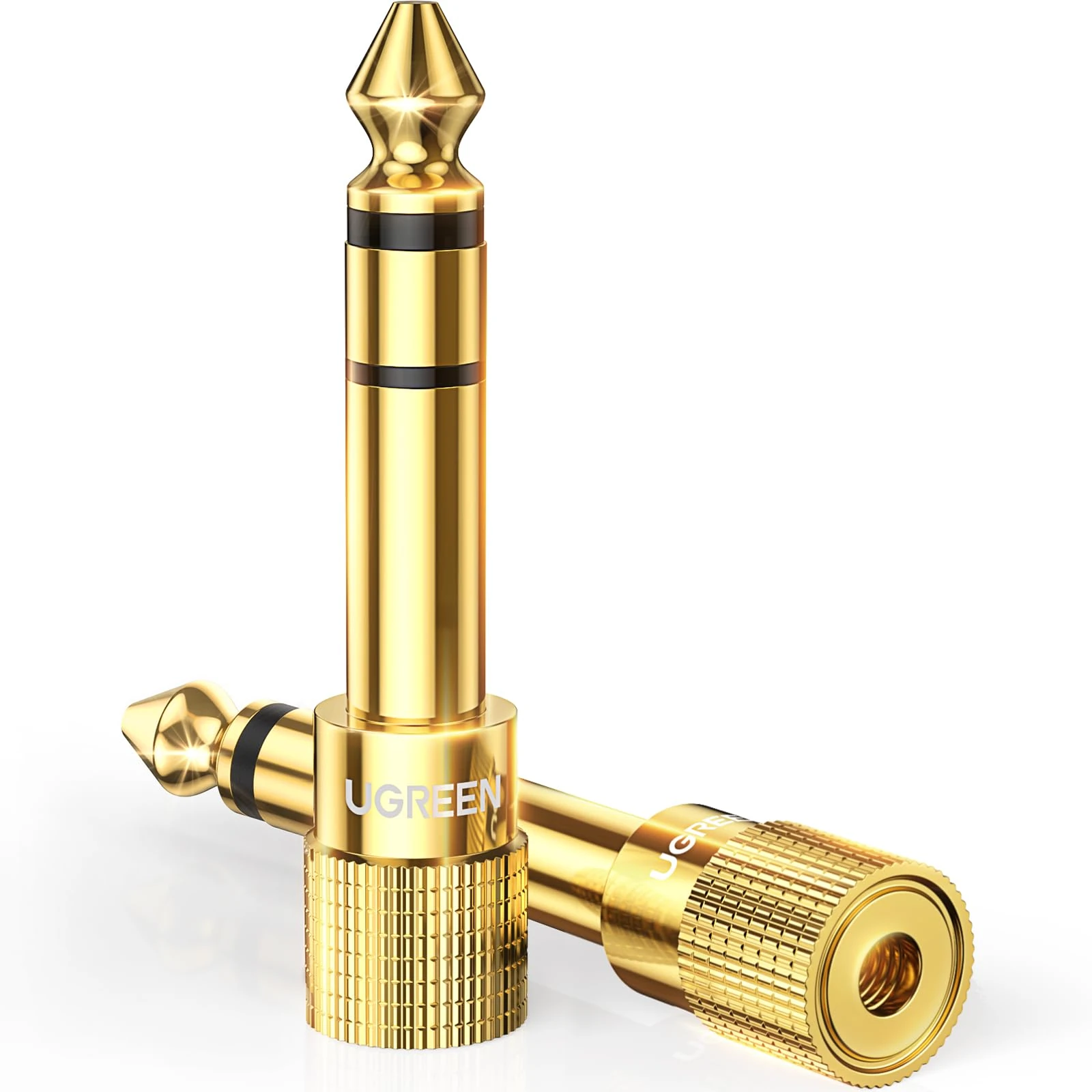 UGREEN 3.5mm to 6.35mm Headphone Jack Adapter Mini Jack Audio Adaptor 1/8 to 1/4 Inch Plug Stereo Aux Converter 2 Pack for Electric Keyboard Mixer Amplifier Speaker Earphone DAC Receiver Drum