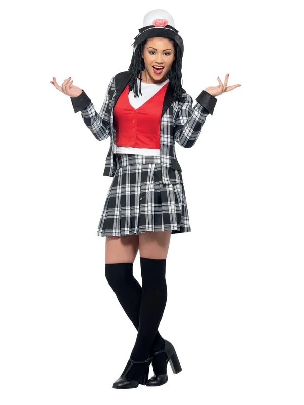 Smiffys Clueless Dionne Costume in Black for Adults, Jacket, Top, Skirt, Knee-High Socks, and Hat, Officially Licensed, Iconic Hat and Blazer, Perfect for Couples or Student Fancy Dress
