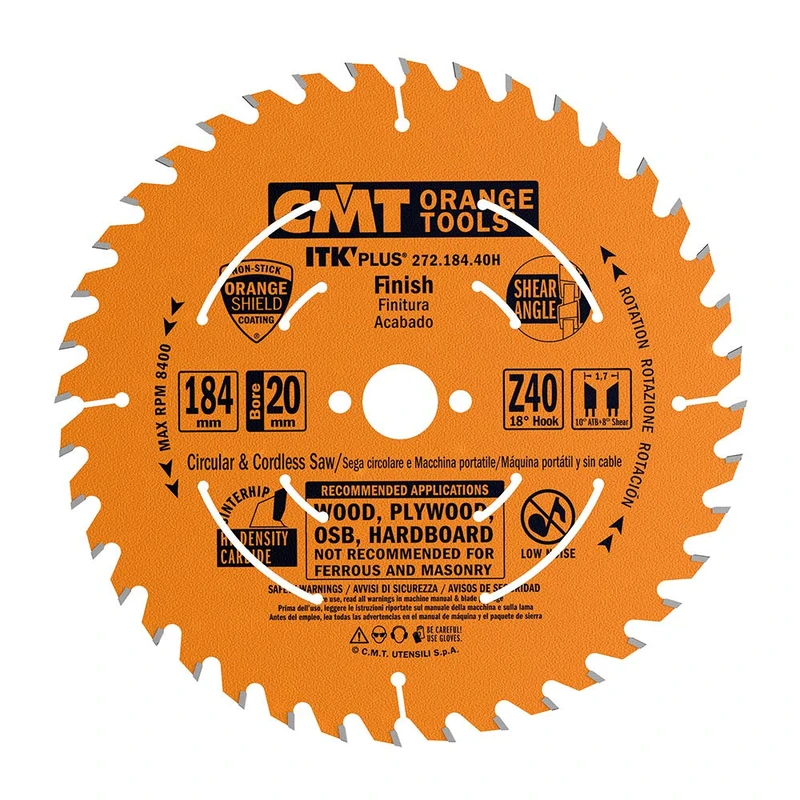 CMT – 272.184.40 M – Circular Saw ITK Plus HW 184 x 1.7 x 30 Z = 40 ATB + Shear