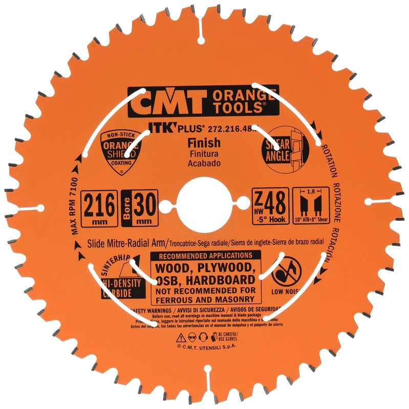 CMT 272.216.48M ITK Plus Finish Saw Blade HW 216X1.8X30 Z=48 ATB+Shear -5°