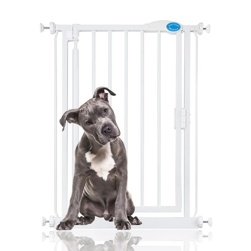 Bettacare Auto Close Pet Gate, 61cm - 66.5cm, White, Extra Narrow, Narrow Pressure Fit Stair Gate for Dog & Puppy, Safety Barrier for Narrow Doors Hallways and Spaces, Easy Installation