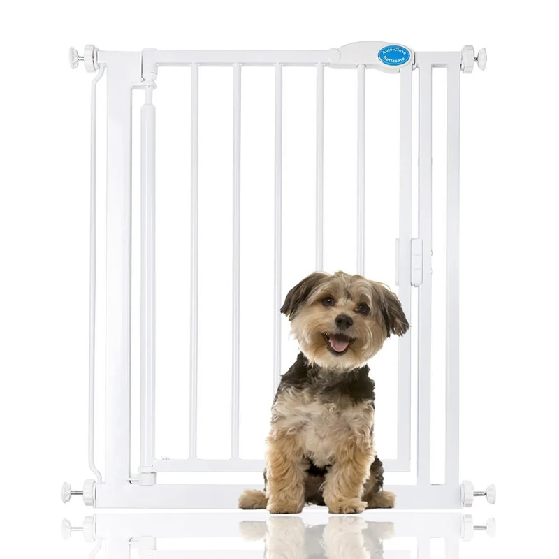 Bettacare Auto Close Pet Gate, 68.5cm - 75cm, White, Narrow Pressure Fit Stair Gate for Dog & Puppy, Safety Barrier for Narrow Doors Hallways and Spaces, Easy Installation