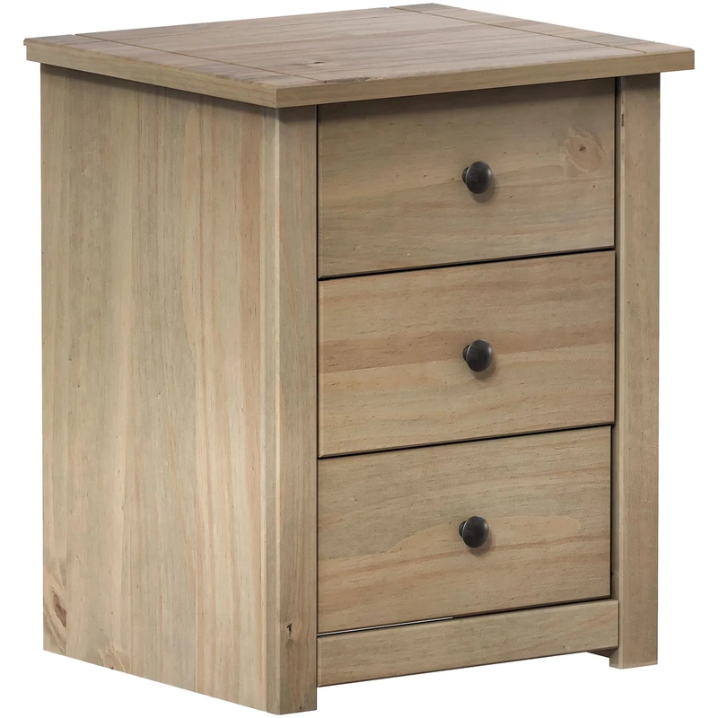 Vida Designs Panama Bedside Chest 3 Drawer, Natural Oak