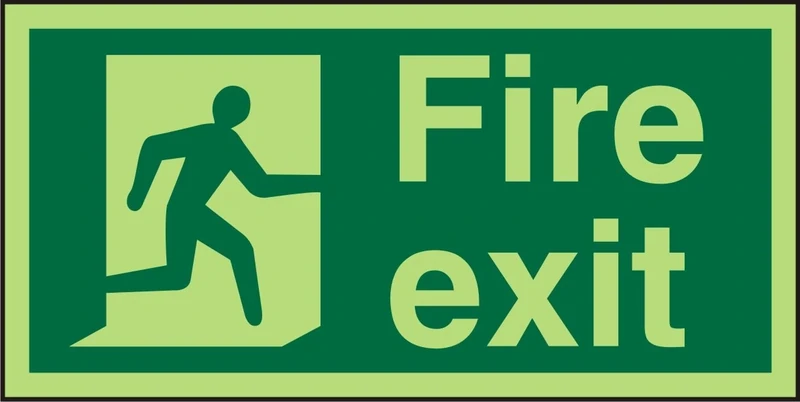 Seco Fire Exit - Man Running Right, Fire Exit Sign, 300mm x 150mm - Photoluminescent 2mm Acrylic