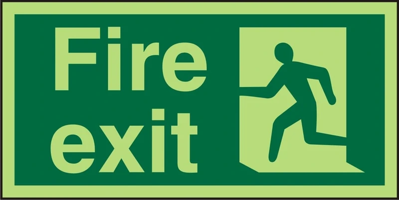 Seco Fire Exit - Fire Exit & Man Running Left Sign, 300mm x 150mm - Photoluminescent 2mm Acrylic