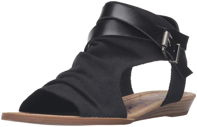 Blowfish Balla Gladiator Sandal, Solid Black Rancher Canvas, 4.5 UK