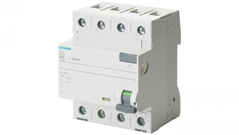 Siemens SENTRON Differential Switch – tipo-f 40 A 3 + Neutral 300 mA 400 V 4 Modules