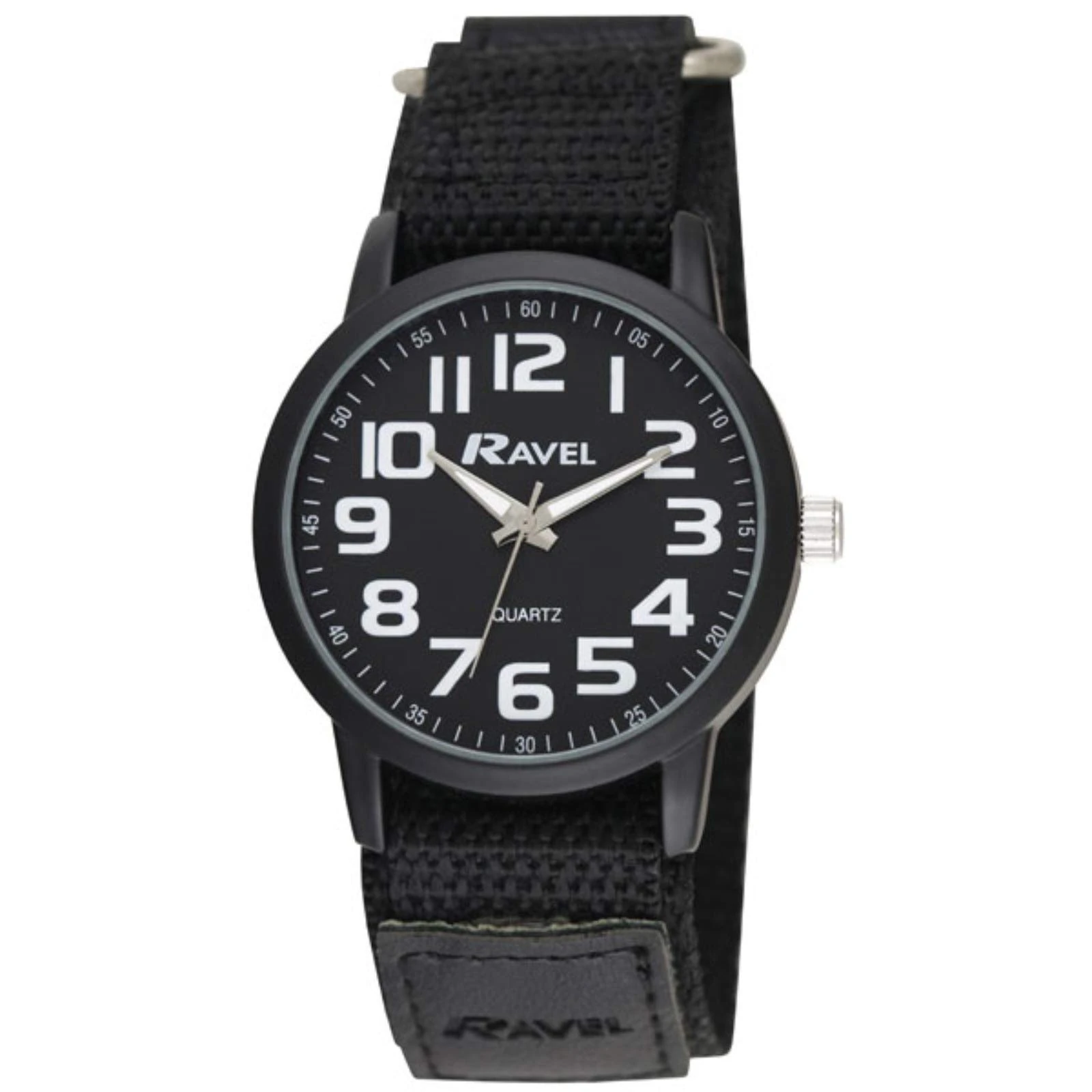 Ravel Men's Easy Read Work Quartz Watch with Black Dial Analogue Display and Black Nylon Strap R1601.64.33
