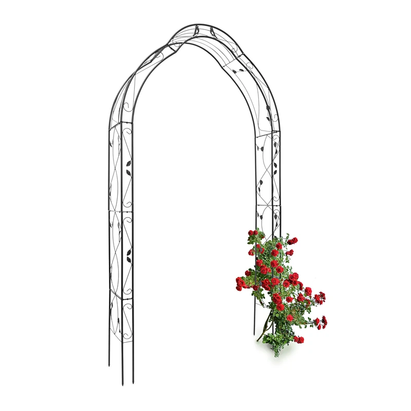 Relaxdays Rose arch bird with decoration 71 x 53 x 25 cm iron archway as a climbing aid for climbing plants such as climbing rose with romantic pattern Rose trellis as trellis, black