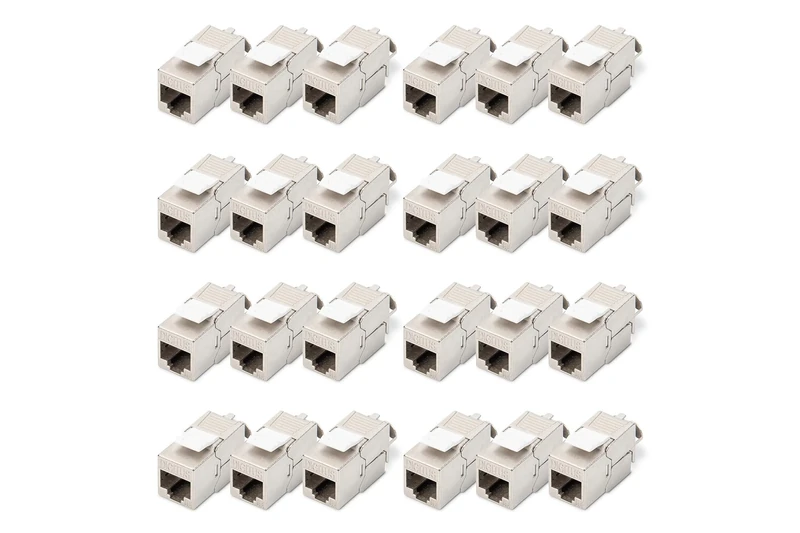 DIGITUS Keystone module Cat-6A Shielded - 24 pieces - RJ45 socket - 500 MHz 10GBase-T - AWG 26-22 - Design compatible - With cable tie - Tool-free installation