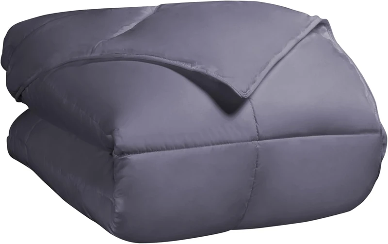 Superior Classic All-Season Down Alternative Comforter with Baffle Box Construction, King, Silver, Microfibre