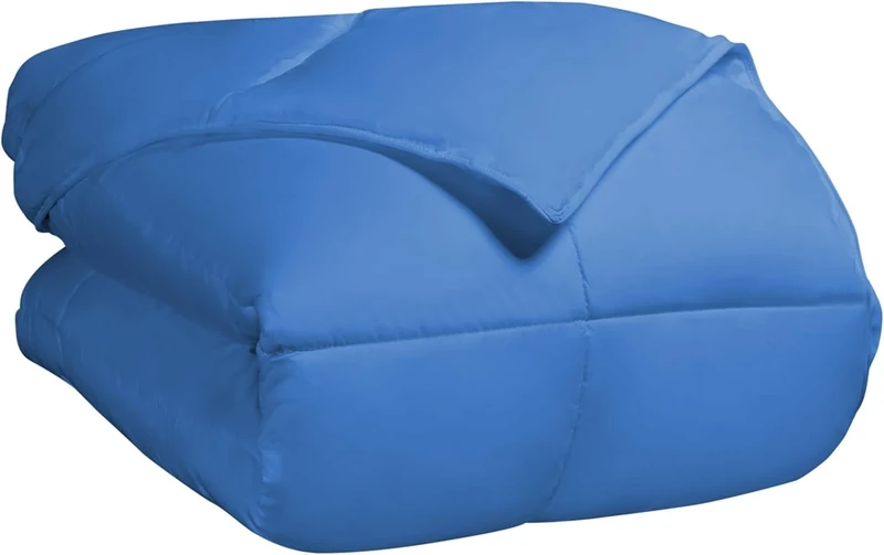 Superior Classic All-Season Down Alternative Comforter with Baffle Box Construction, Full/Queen, Aster Blue, Microfibre, Double