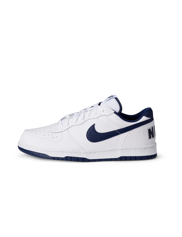 NIKE Men's Big Low Basketball Shoes, White/Midnight Navy, 8 UK
