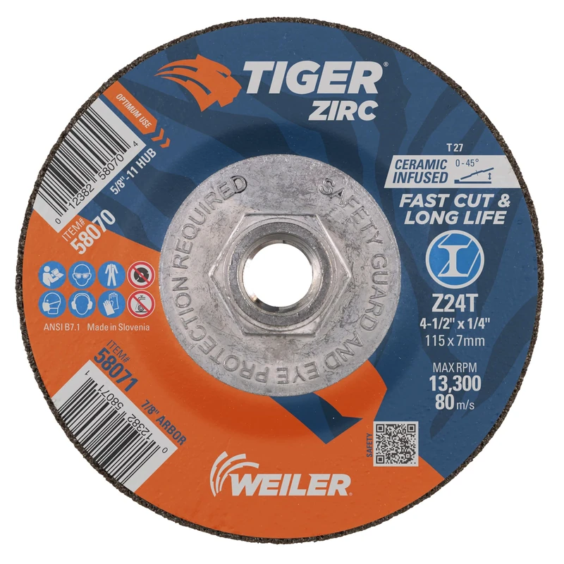 Tiger Stainless Steel Grinding, 4-1/2" Dia, 10