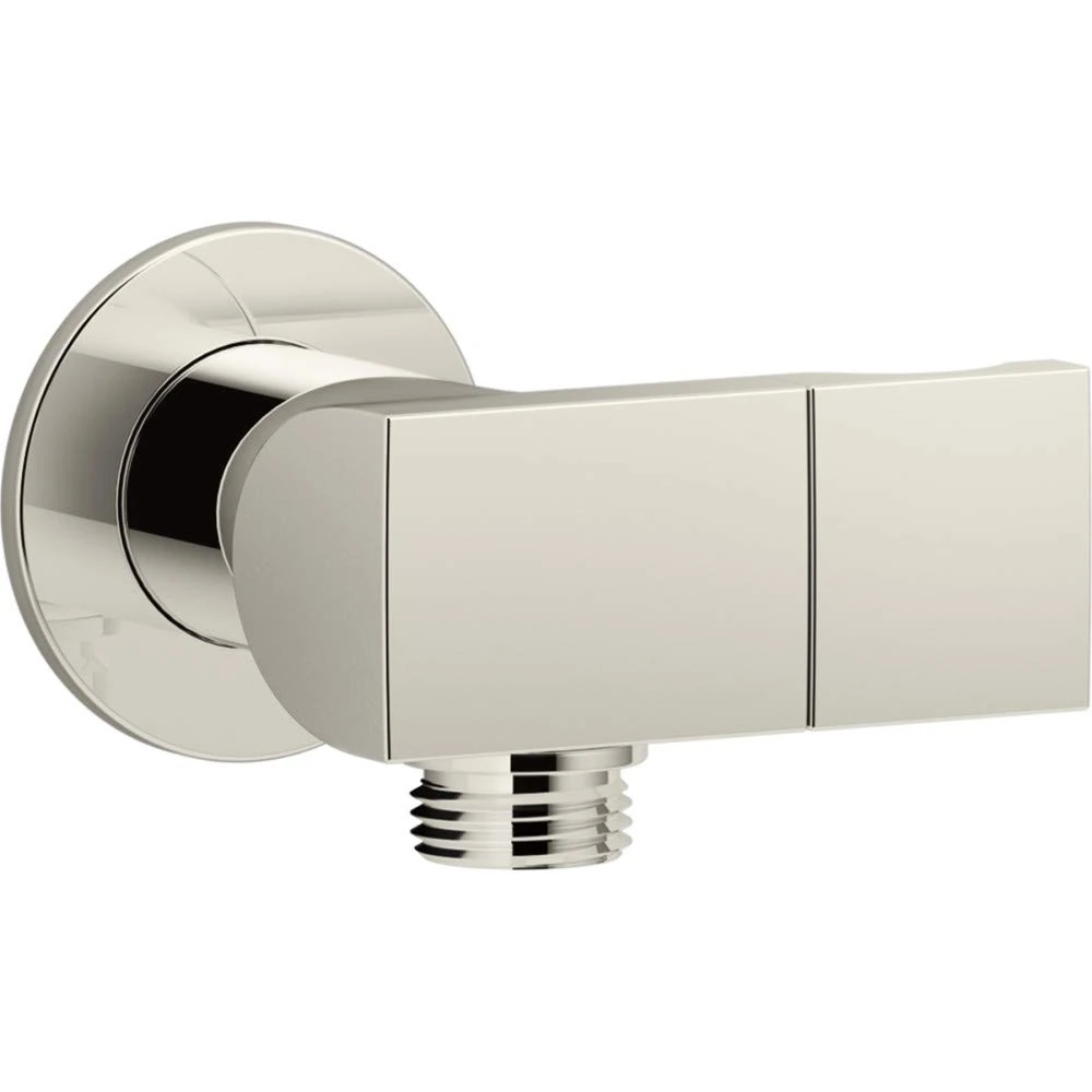 KOHLER K-98354-SN Exhale Wall-Mount Supply Elbow with Check Valve & Handshower Bracket, Vibrant Polished Nickel