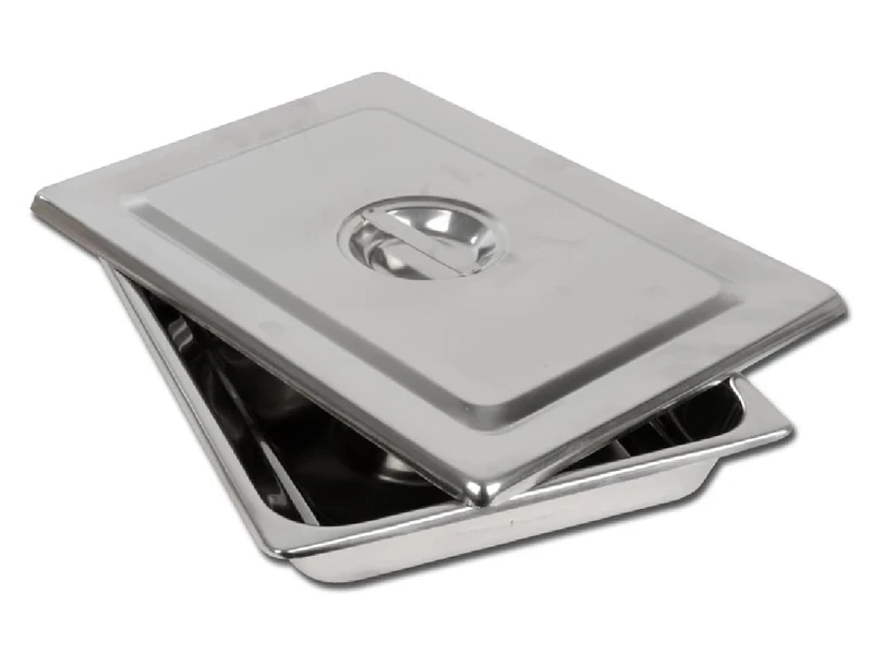 GIMA 26608 Stainless Steel Instrument Tray with Lid, 355 mm x 254 mm x 50 mm